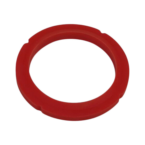 A red silicone circle with a hole in the middle.