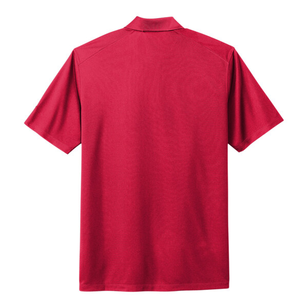 A University Red Nike polo shirt.