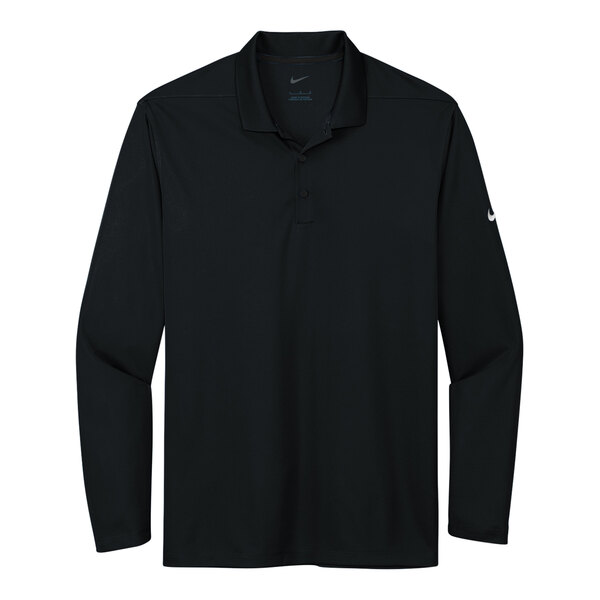 A black Nike short sleeve polo with white details.