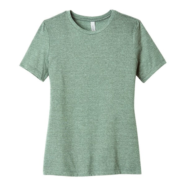 A Bella + Canvas women's heather prism dusty blue short sleeve t-shirt.