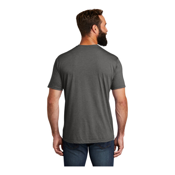 A man wearing a customizable AllMade black tri-blend t-shirt.