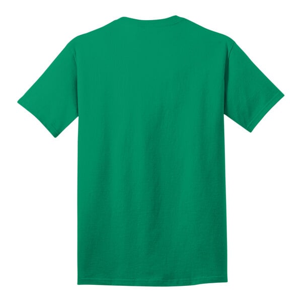 A green Port & Company T-shirt.
