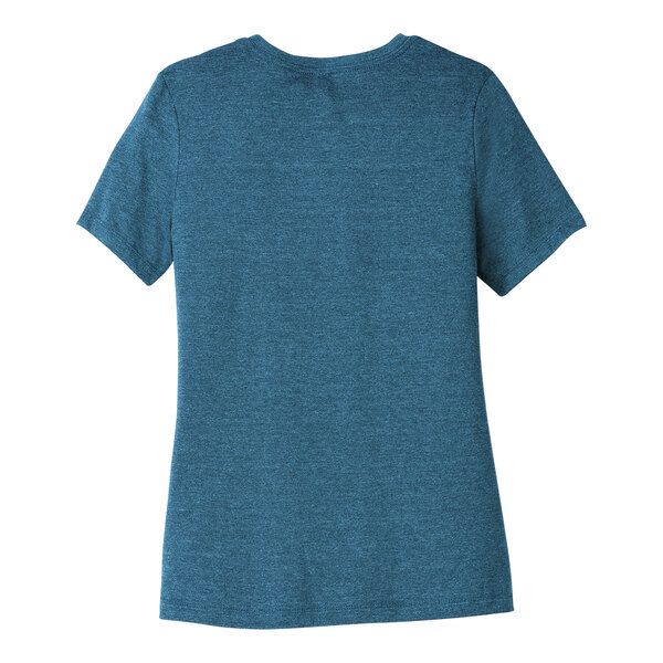 A Bella + Canvas women's heather deep teal customizable short sleeve t-shirt.