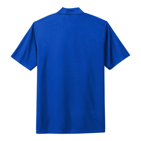 A blue Nike polo shirt with a collar.