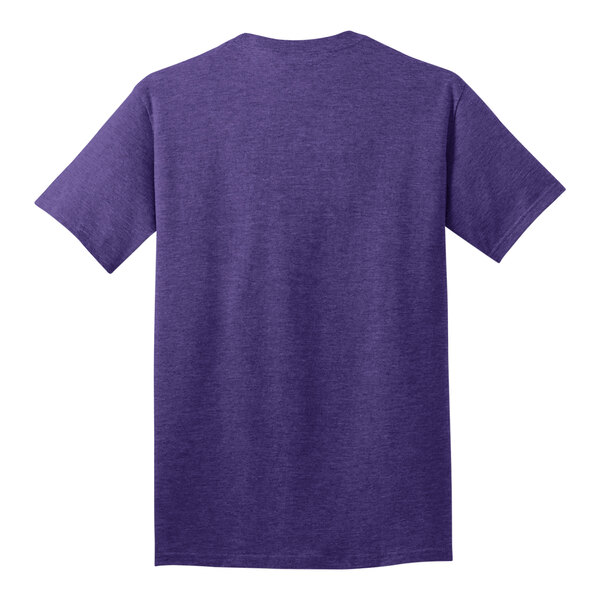 A medium Port & Company heather purple t-shirt.