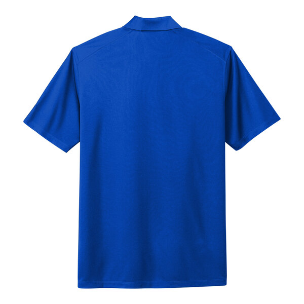 A blue Nike polo shirt with a collar.