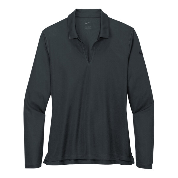 A black Nike long sleeve polo shirt.