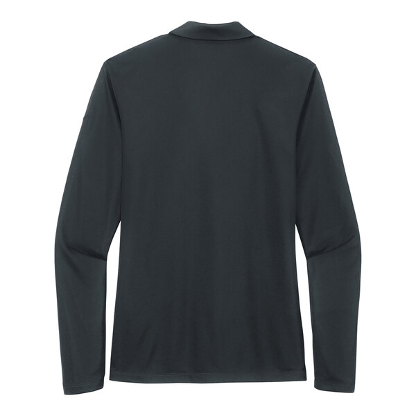 A black long sleeve polo with a long collar.