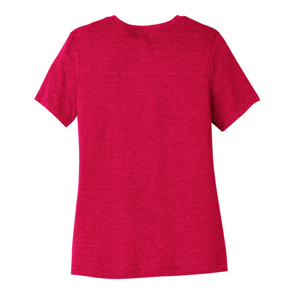 A Bella + Canvas women's heather red customizable short sleeve t-shirt.