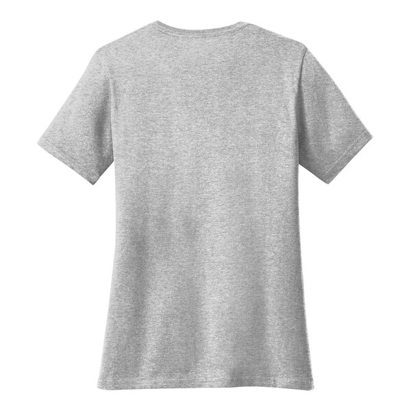 A back view of a grey Port & Company short sleeve t-shirt.