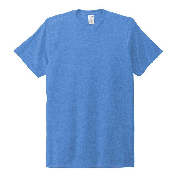 An azure blue AllMade tri-blend t-shirt.