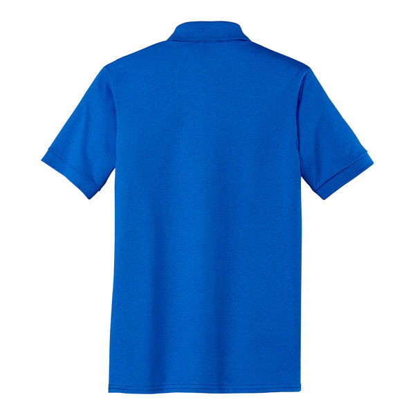 A Port & Company royal blue polo shirt with a white background.