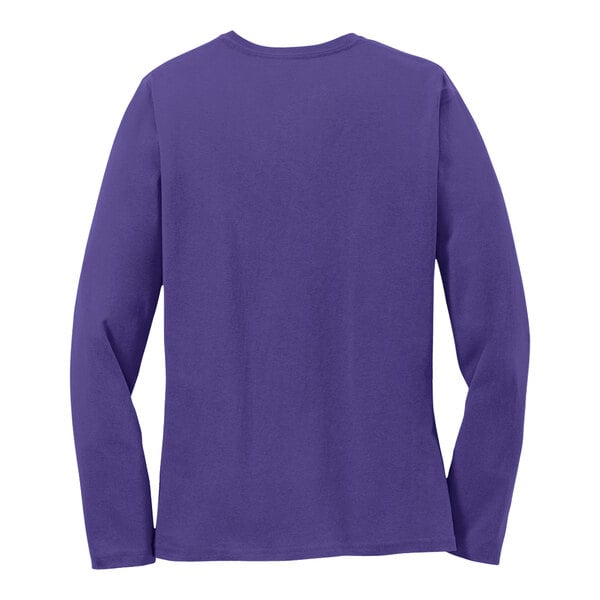 A purple Port & Company women's long sleeve shirt.
