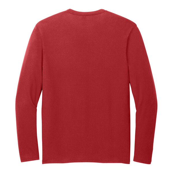 A red District long sleeve T-shirt.
