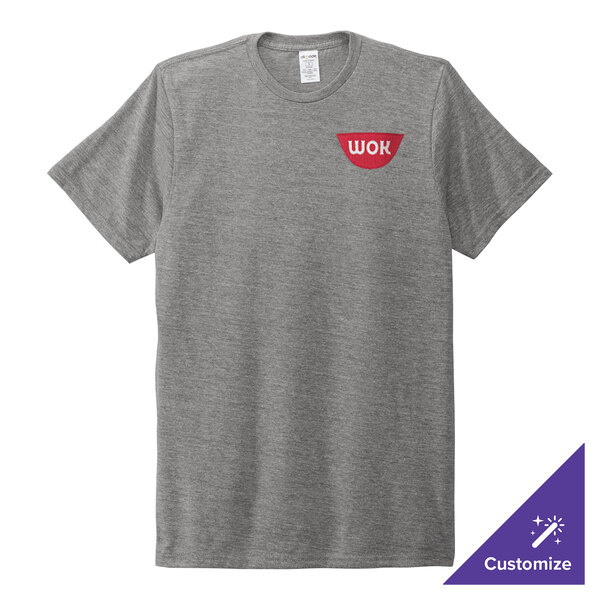 An AllMade aluminum grey short sleeve t-shirt with a logo on it.