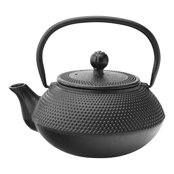 A black Utopia teapot with a handle.