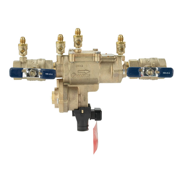 A FEBCO brass 1" Reduced Pressure Zone Assembly valve.
