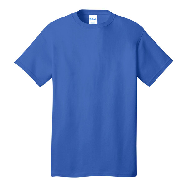 A Port & Company royal blue short sleeve t-shirt.
