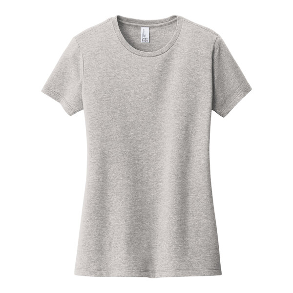 A District women's light heather gray short sleeve T-shirt.