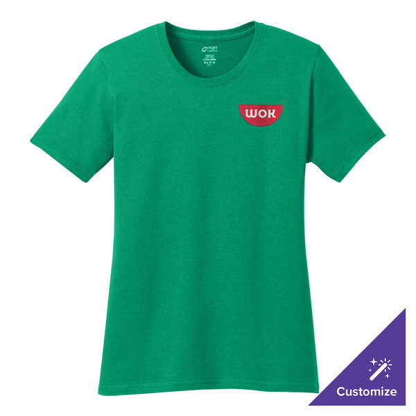 A Port & Company Kelly green short sleeve t-shirt with a logo on it.