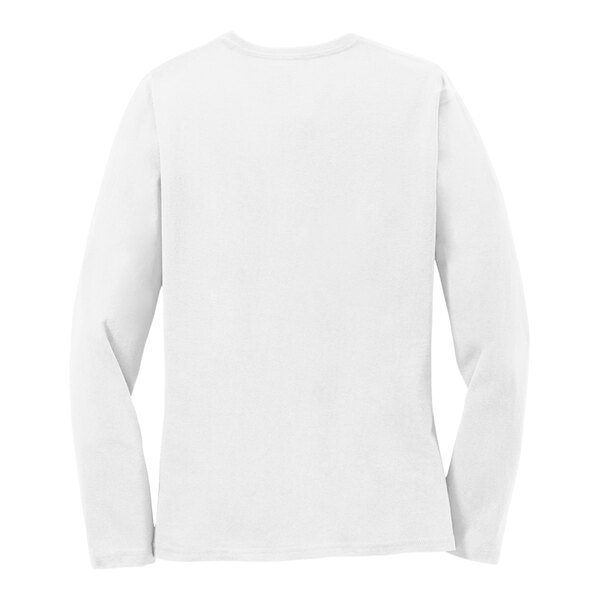 A white Port & Company long sleeve t-shirt.