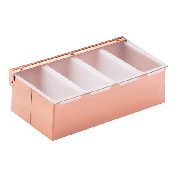 A copper container with four compartments for Utopia from Steelite International.