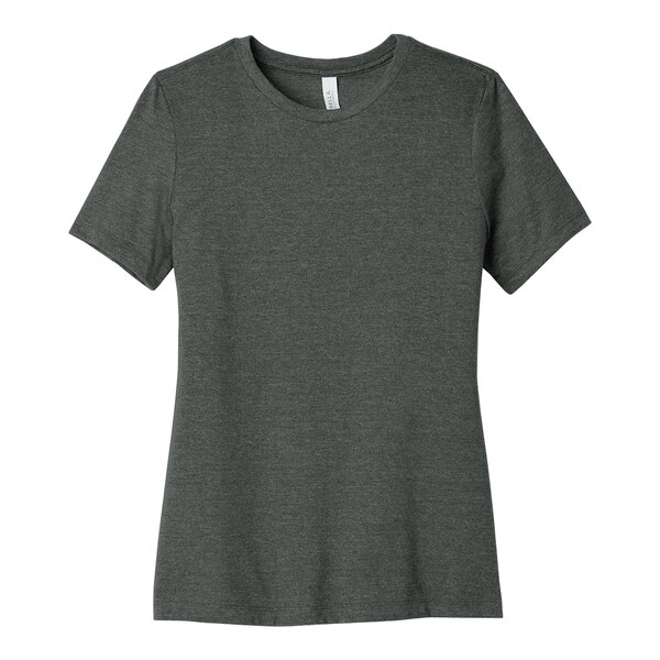 A Bella + Canvas women's deep heather customizable t-shirt with a small white logo on the chest.