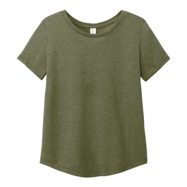 A close-up of a green AllMade short-sleeve t-shirt with a scoop neck.