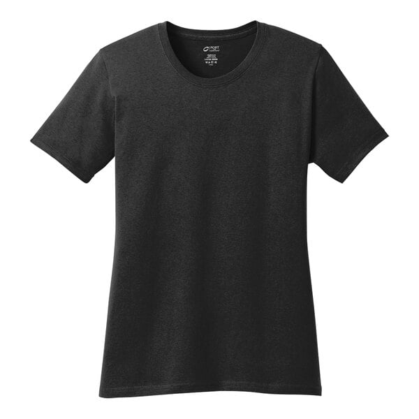 A jet black Port & Company short sleeve t-shirt for women.