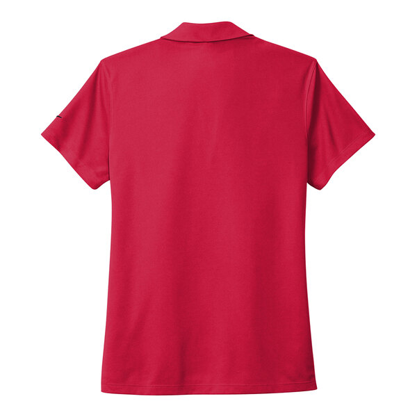 A red short sleeve Nike polo shirt.
