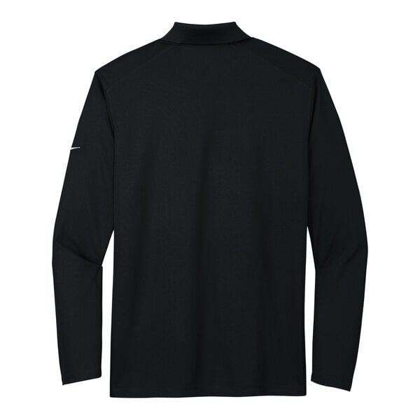 A black short sleeve Nike polo with a white logo.