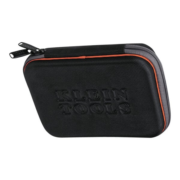 A black case with orange trim and the words "Klein Tools" in white.