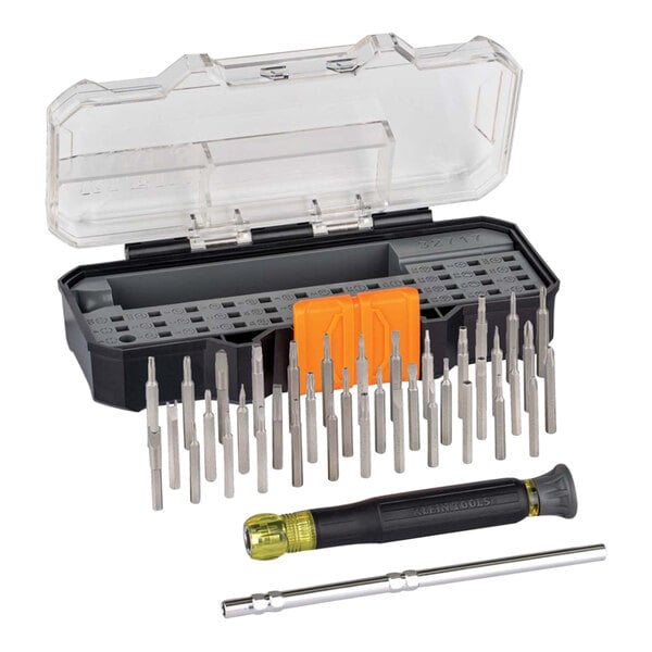 A Klein Tools screwdriver set in a case.