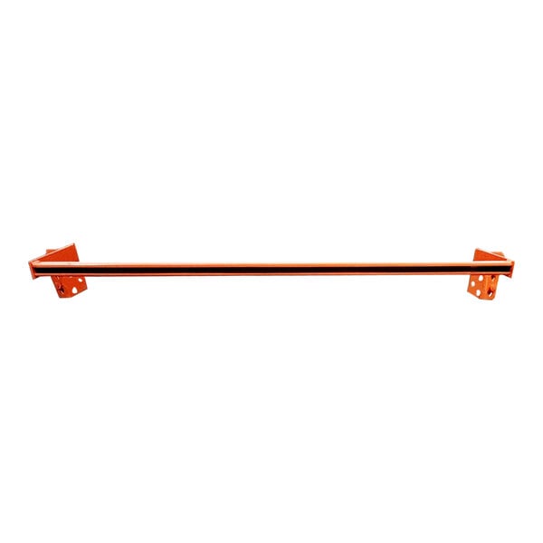 An orange and black metal bar with a metal rectangular end.