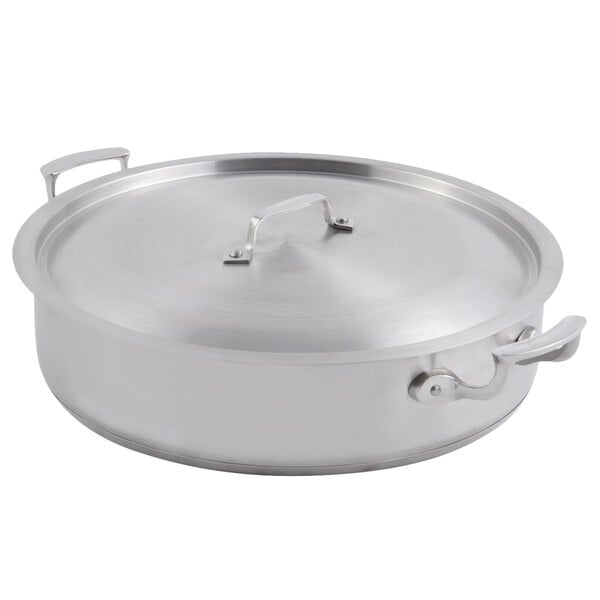 Bon Chef 60032HL Cucina 9 Qt. Stainless Steel Induction Brazier Pan with  Hinged Cover