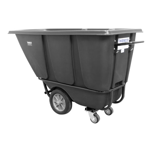 A large black container on wheels.