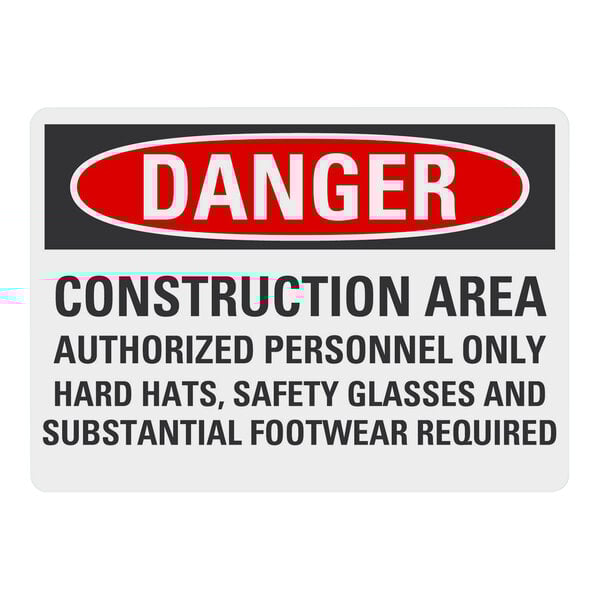 a sign with a red and white text