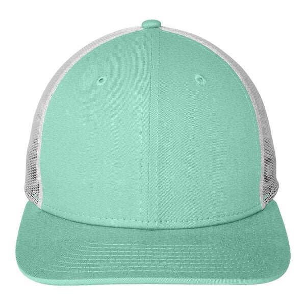 New Era NE207 Customizable Mint / White 6-Panel Trucker Cap with Mesh Back - Structured, Low Profile