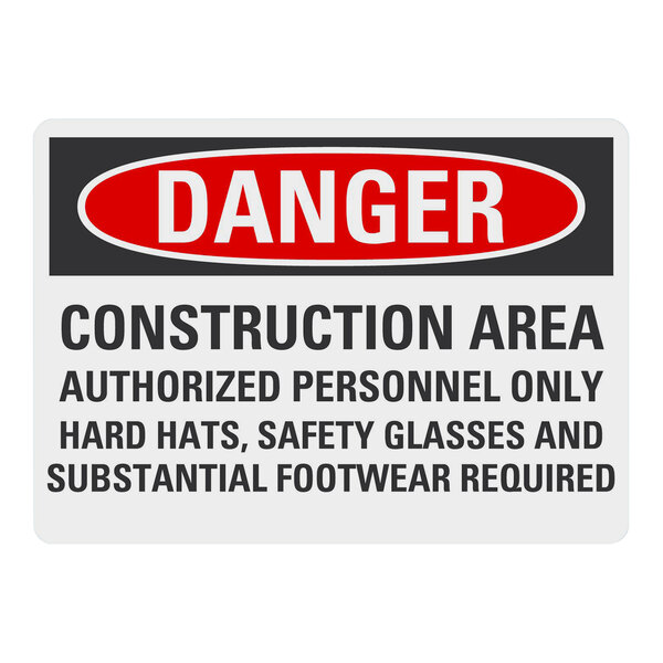 a sign with a red and white text