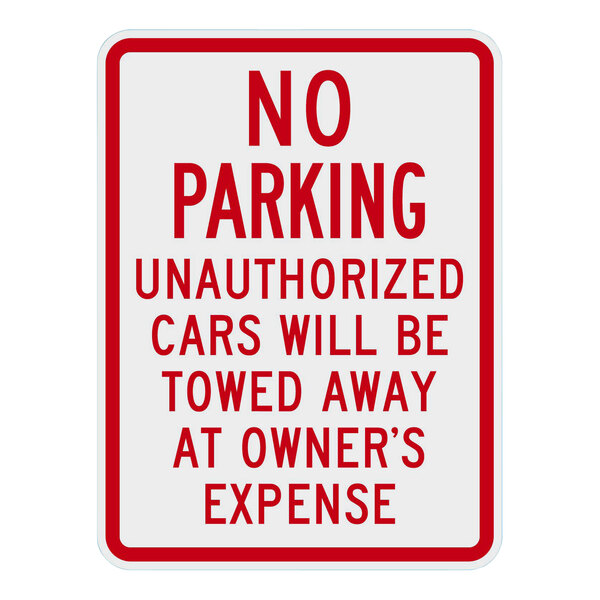 a sign with red text
