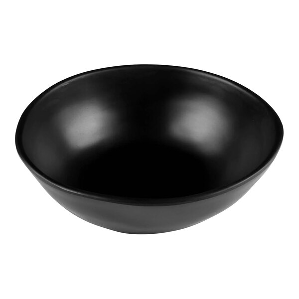 A black Elite Global Solutions melamine bowl.