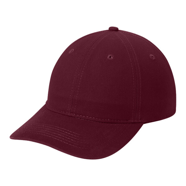 A maroon Port & Company 6-panel dad cap.