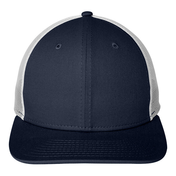 New Era NE207 Customizable Deep Navy / White 6-Panel Trucker Cap with Mesh Back - Structured, Low Profile