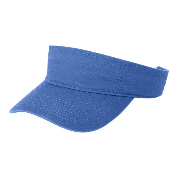 An ultramarine blue Port & Company visor.