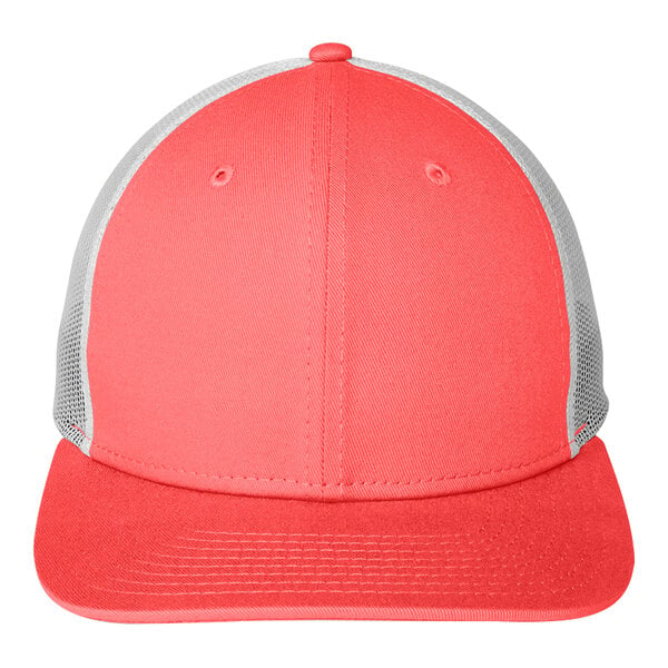 New Era NE207 Customizable Coral / White 6-Panel Trucker Cap with Mesh Back - Structured, Low Profile