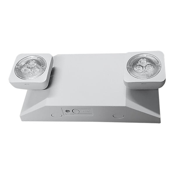 CLS White Low-Profile Dual Head Thermoplastic LED Emergency Light with Self Diagnostics and Battery Backup 02-EMWSDT