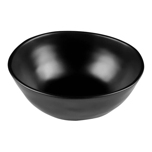 A black Elite Global Solutions melamine bowl with a white background.