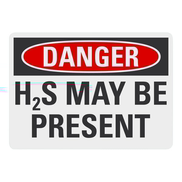 a sign with black and red text