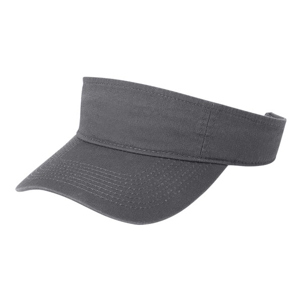 A close-up of a grey Port & Company visor.