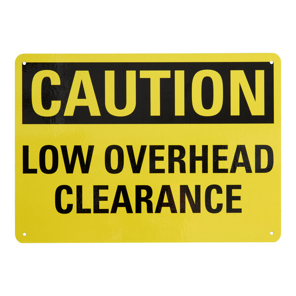 Lavex 14" x 10" Non-Reflective Aluminum "Caution / Low Overhead Clearance" Safety Sign